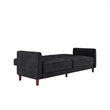 Elara Channel Tufted Transitional Convertible Sofa - Futon in Black Velvet