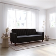 Elara Channel Tufted Transitional Convertible Sofa - Futon in Black Velvet