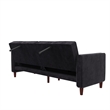 Elara Channel Tufted Transitional Convertible Sofa - Futon in Black Velvet