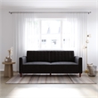 Elara Channel Tufted Transitional Convertible Sofa - Futon in Black Velvet
