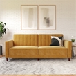 Elara Channel Tufted Transitional Convertible Sofa - Futon in Mustard Velvet