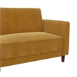 Elara Channel Tufted Transitional Convertible Sofa - Futon in Mustard Velvet
