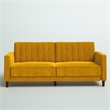 Elara Channel Tufted Transitional Convertible Sofa - Futon in Mustard Velvet