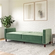 Elara Channel Tufted Transitional Convertible Sofa - Futon in Light Green Velvet