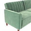 Elara Channel Tufted Transitional Convertible Sofa - Futon in Light Green Velvet