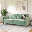 Elara Channel Tufted Transitional Convertible Sofa - Futon in Light Green Velvet