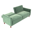 Elara Channel Tufted Transitional Convertible Sofa - Futon in Light Green Velvet