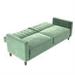 Elara Channel Tufted Transitional Convertible Sofa - Futon in Light Green Velvet