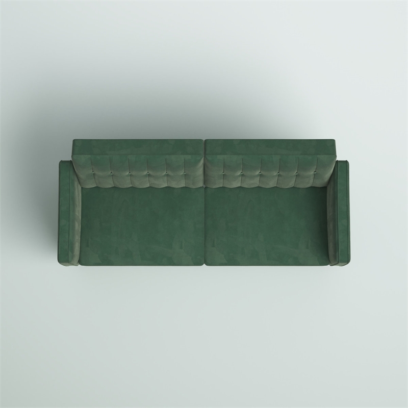 Elara Channel Tufted Transitional Convertible Sofa - Futon in Light Green Velvet