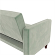 Elara Channel Tufted Transitional Convertible Sofa - Futon in Light Green Velvet