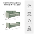 Elara Channel Tufted Transitional Convertible Sofa - Futon in Light Green Velvet