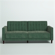 Elara Channel Tufted Transitional Convertible Sofa - Futon in Light Green Velvet