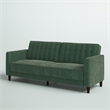 Elara Channel Tufted Transitional Convertible Sofa - Futon in Light Green Velvet