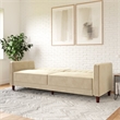 Pin Tufted Transitional Futon in Tan Velvet