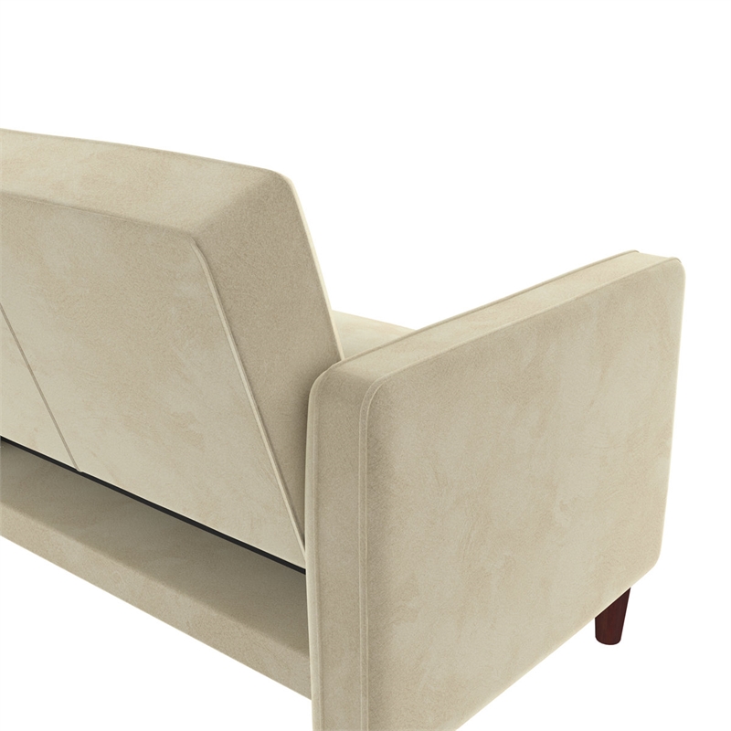 Pin Tufted Transitional Futon in Tan Velvet