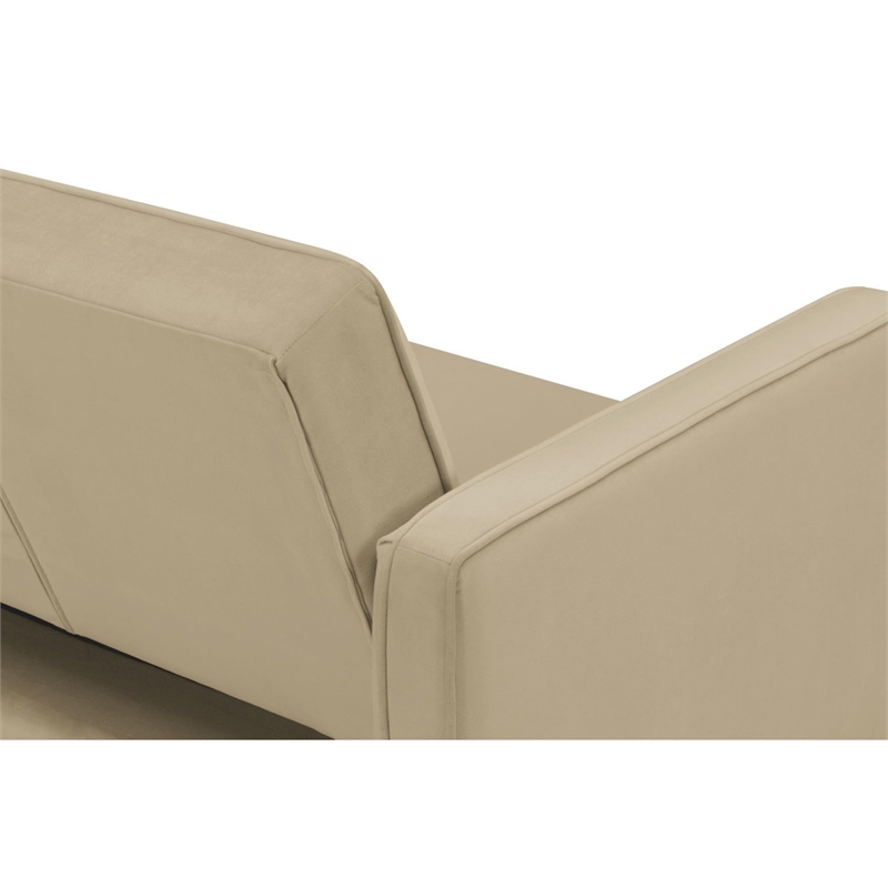 Pin Tufted Transitional Futon in Tan Velvet