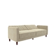 Pin Tufted Transitional Futon in Tan Velvet