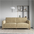 Pin Tufted Transitional Futon in Tan Velvet