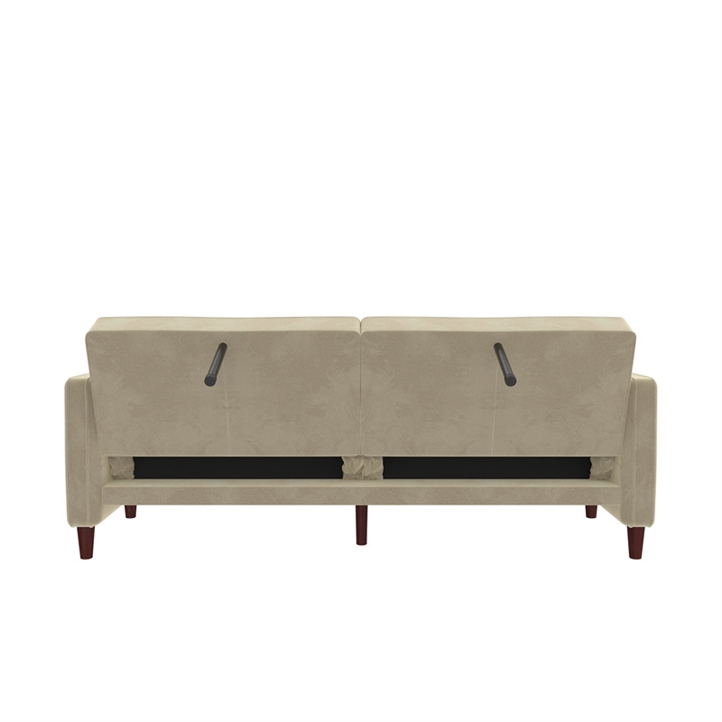 Pin Tufted Transitional Futon in Tan Velvet