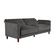 Pin Tufted Transitional Futon in Gray Velvet