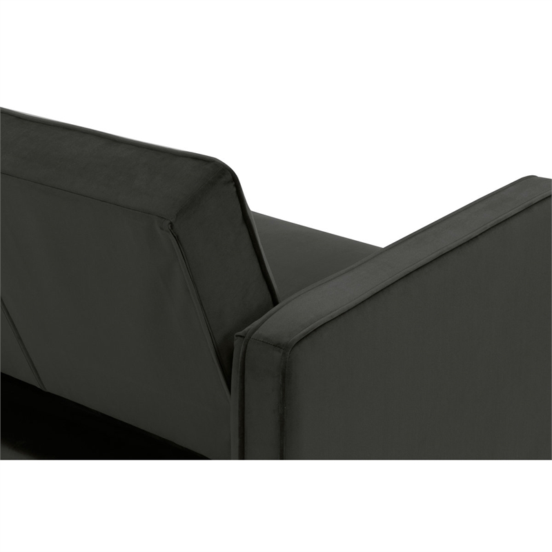 Pin Tufted Transitional Futon in Gray Velvet