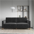 Pin Tufted Transitional Futon in Gray Velvet