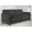 Pin Tufted Transitional Futon in Gray Velvet