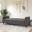 Pin Tufted Transitional Futon in Gray Velvet