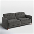 Pin Tufted Transitional Futon in Gray Velvet