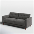 Pin Tufted Transitional Futon in Gray Velvet