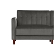 Pin Tufted Transitional Futon in Gray Velvet
