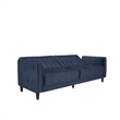 Pin Tufted Transitional Futon in Blue Velvet
