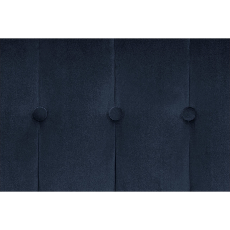 Pin Tufted Transitional Futon in Blue Velvet