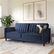 Pin Tufted Transitional Futon in Blue Velvet