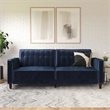 Pin Tufted Transitional Futon in Blue Velvet