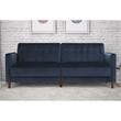 Pin Tufted Transitional Futon in Blue Velvet