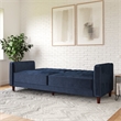 Pin Tufted Transitional Futon in Blue Velvet