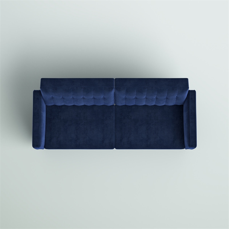 Pin Tufted Transitional Futon in Blue Velvet
