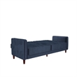 Pin Tufted Transitional Futon in Blue Velvet