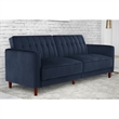 Pin Tufted Transitional Futon in Blue Velvet