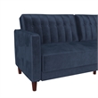 Pin Tufted Transitional Futon in Blue Velvet
