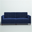 Pin Tufted Transitional Futon in Blue Velvet