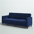 Pin Tufted Transitional Futon in Blue Velvet