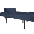 Pin Tufted Transitional Futon in Blue Velvet
