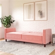 Elara Channel Tufted Transitional Convertible Sofa - Futon in Pink Velvet