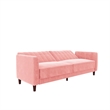 Elara Channel Tufted Transitional Convertible Sofa - Futon in Pink Velvet