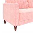 Elara Channel Tufted Transitional Convertible Sofa - Futon in Pink Velvet