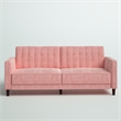 Elara Channel Tufted Transitional Convertible Sofa - Futon in Pink Velvet