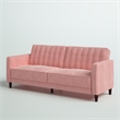 Elara Channel Tufted Transitional Convertible Sofa - Futon in Pink Velvet