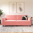 Elara Channel Tufted Transitional Convertible Sofa - Futon in Pink Velvet